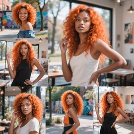 Biliisyff 16 18 20 Inch Ginger Orange Bundles Kinky Curly Human Hair Color 350 Dark Orange Curly Wave Bundles Curly Wave Hair Extensions Soft And Healthy Hair