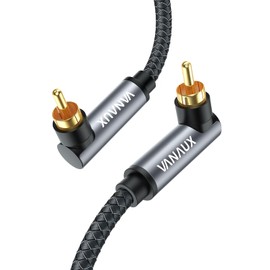 VANAUX Double 90 Degree RCA Cable,Subwoofer Cable Right Angle,Digital Coaxial Audio Cord [Double Shielded Digital Analogue] for Amplifiers,Hi-Fi Systems,HDTV,Sound Bar(2ft/0.6m)