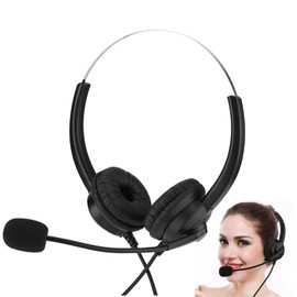 Oumij Auriculares de Centro de Llamadas, con Cancelación de Ruido Micrófono, Cable Súper Largo, para Interfaz de 2,5mm, Sonido sin Pérdidas, Uso Cómodo, Diadema y Orejeras Ajustables(Codo de 2,5 mm)