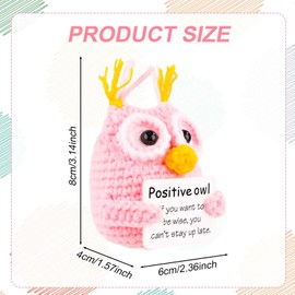 Funny Positive Owl, Adorable Positive Owl Crochet Knitted Doll with Encouragement Card Emotional Support Plush Toy Positive Gifts for Home Office Desk Decoration(Pink)