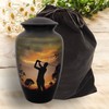 Akanksha Arts Cremation Urn, Burial Urns. Lovely Golfer Golf Design.