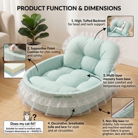 Plush Cat Bed for Indoor Lounging – Soft Oval Pet Sofa with Lace Trim and Removable Design for Cozy Everyday Rest