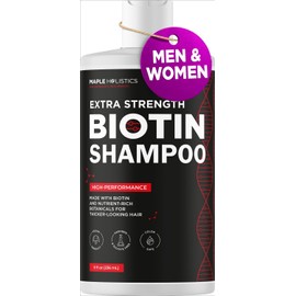 Champú de volumen extra fuerte Biotin – Potente queratina y biotina champú para adelgazar el cabello hidratante para hombres y mujeres – biotina aceite de coco zinc Pyrithione champú para cabello fino y cuidado del cuero cabelludo seco
