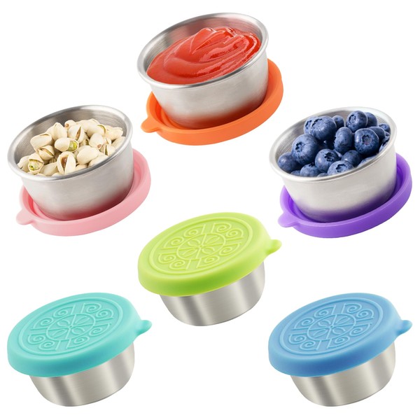 6x1.6 Oz Salad Dressing Containers With Lids, Small Leakproof Reusable