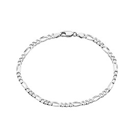 Savlano 925 Sterling Silver Italian Solid Figaro Link Chain Bracelet With Gift Box For Men & Women - Made in Italy (9, 3.5mm)