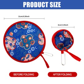 Round Japanese Style Folding Fans, Hand Fans for Women Folding, Summer Handheld Folding Fans for Festival Decoration Birthday Wedding Home Decoration,Set of 3