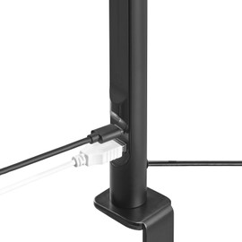 15" LED Integrated Clamp Desk Lamp, Matte Black, Adjustable Silicone Gooseneck, Dimmable, 2.1 USB + USB-C Ports, 4.5 Watts, 3 Color Temperatures, 250 Lumens