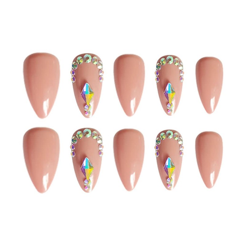24 Pcs Almond Shape Nail Tips Water Drop Nail False