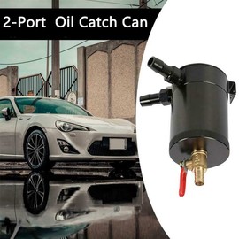 Riloer 2 Port Oil Catch Can with Drain Valve, Reservoir Tank Oil Air Separator with Aluminium Baffle, Oil Catch Can Kit
