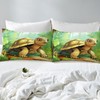Cartoon Tortoise Kids Fitted Sheet Full Size,Jungle Botanical Plants Bedding