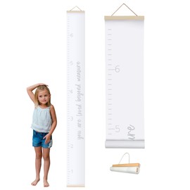 Morxy Canvas Growth Chart for Kids - Unisex Kids Room Wall Decor - Measuring Height Chart- Wall Tape with Height Chart for Kids (Loved Beyond Measure White)