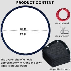 18FT Round Pool Leaf Net Cover for Above Ground Pool Autumn Mesh Pool Net Covers with Metal Cable Winch for Leaves Branches Protection