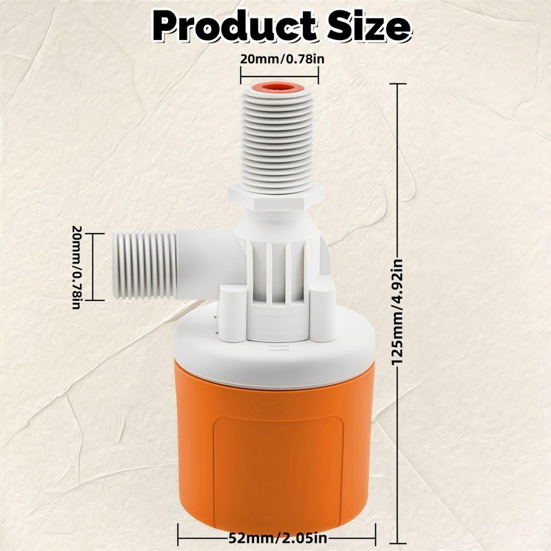 Float Valve for Water Tank, 1/2" Top Inlet Automatic Water