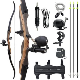 62" Hunting Recurve Bow Archery Set Adult 25-50lbs Fishing Bow and Arrow for Adults Hunting Right Hand with 3pcs Bow Fishing Arrows (30LBS)