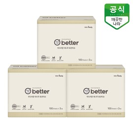 깨끗한나라 better 부드러운 대나무 로션티슈 100매 3입 x 3팩 better Soft Bamboo Lotion Tissue 100 Sheets x 3 Packs