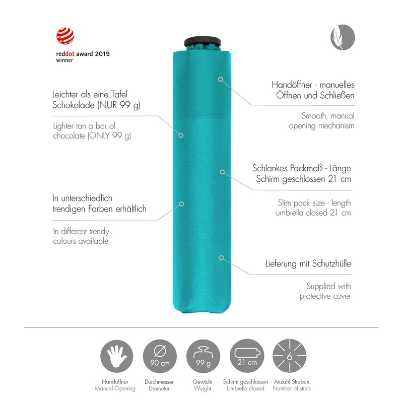 Doppler Parapluie Mini et Ultra léger - 99 grammes Bleu