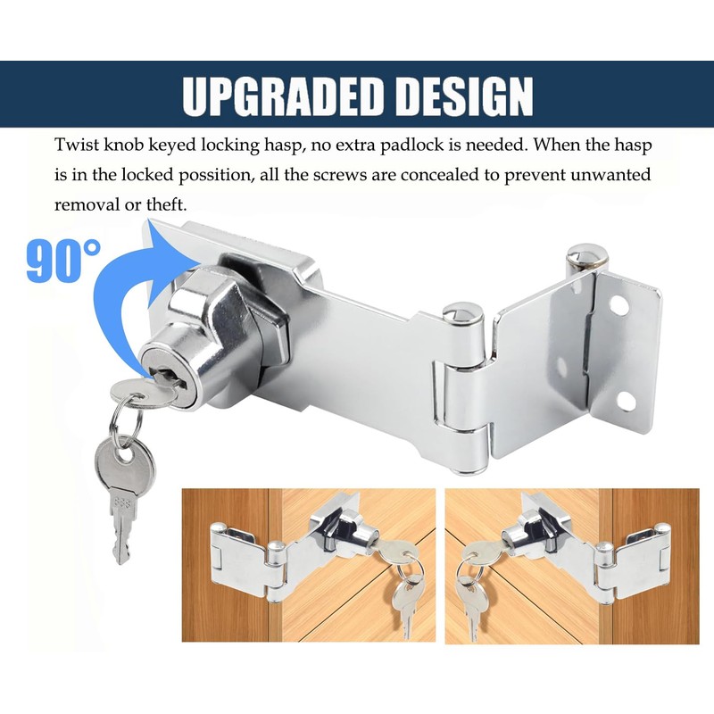 Litensh Hasp Lock Padlock Gate Bolt Door Bolt Lock with