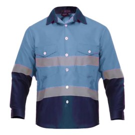 Just In Trend High Visibility Hi Vis Reflective Safety Work Shirts (Large, Light Blue/Navy Blue)