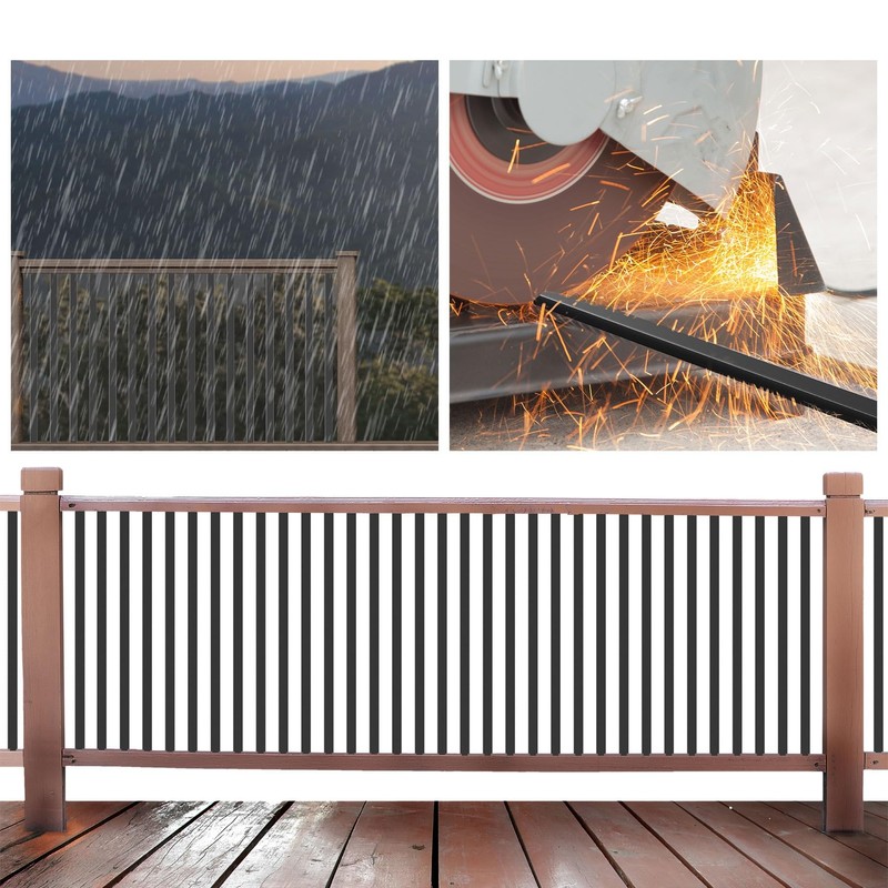 HZIU 26 Pack Deck Balusters 32.25'' Bow Baluster, Black Metal