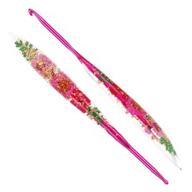 Reessy 4.5mm Crochet Hooks, Aluminium Crochet Hook with Transparent Dried Flowers Handle, Ergonomic Crochet Hooks for Arthritis Hand Comfortable Crocheting-One Piece