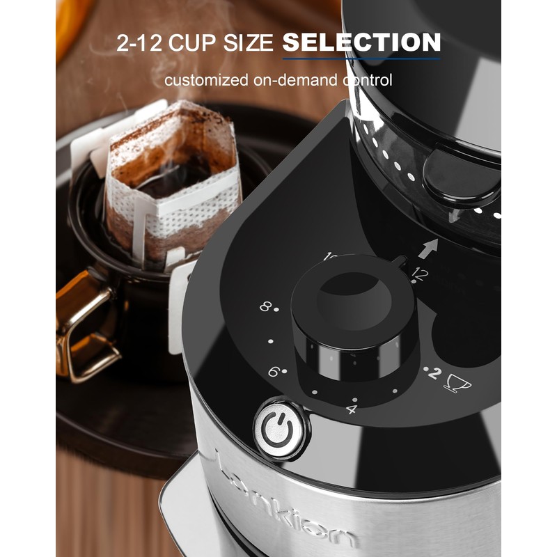 Lonkion Burr Coffee Grinder Electric - Adjustable Burr Grinder with