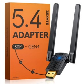 ZEXMTE 5.4 USB Bluetooth Adapter für PC, Long Range USB Bluetooth Dongle mit High Gain Antenne, Wireless Bluetooth Empfänger 590FT / 180M, Plug & Play Bluetooth Adapter für PC Windows 11/10/8