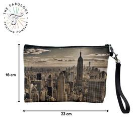 Canvas Bag - New York Manhattan Empire State Building City Scratching Post Sky - Canvas Cosmetic Bag - Toiletry Bag - 23.5 x 15 cm, New York 2, 23.5 x 15 cm, New York 2, Cosmetic bag