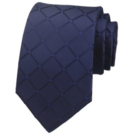 Elfeves - Corbatas clásicas para hombre, diseño a cuadros, para ventana, para bodas, fiestas, Azul marino, Talla única
