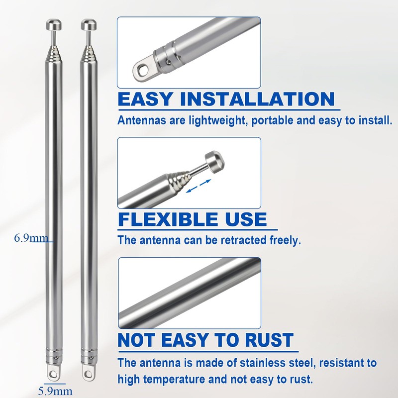 Superbat FM Radio Antenna 7 Sections Telescopic Portable Radio Antenna