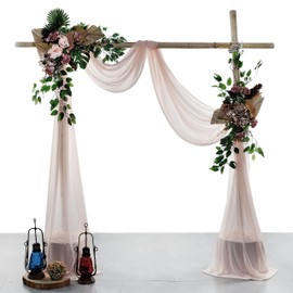 MDS Pack of 1 Panel (30" Width x 30ft Long) Wedding Arch Draping Fabric Sheer Chiffon Arbor Canopy Drapery for Wedding Ceremony Reception Decoration Party Ceiling Backdrop Curtain Swag - Nude