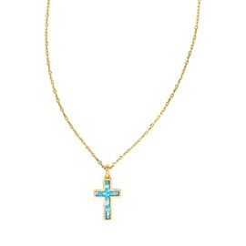 Kendra Scott Cross Pendant Necklace for Women, Fashion Jewelry, Gold-Plated, Periwinkle Opal