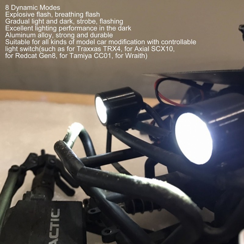RC Car Headlight 3W Bright Light 8 Dynamic Modes Fit