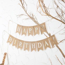 LOVENJOY Burlap Happy Birthday Banner Fabric for Happy Birthday Party Decorations Rustic, 14.7 Feet