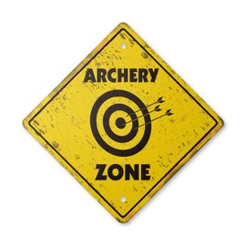 Archery Vintage Crossing Sign Zone Xing | Indoor/Outdoor Plastic | 14" Tall Rustic Caution Bow Arrow Target Shooting Hunting Hunter Quiver