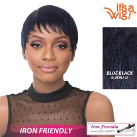 it's a Wig! - Full Wig Short Pixie Hair Cut Style with Heat Resistant Synthetic Wig - SIMONE (BLUE BLACK)