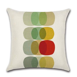 COWORK Set of 4 Geometric Cushion Cover Cotton Linen Throw Pillow Case Decorative Square Sofa Pillowcase for Home Decor Favor, 18 x 18 inch / 45 x 45 cm with Invisible Zipper