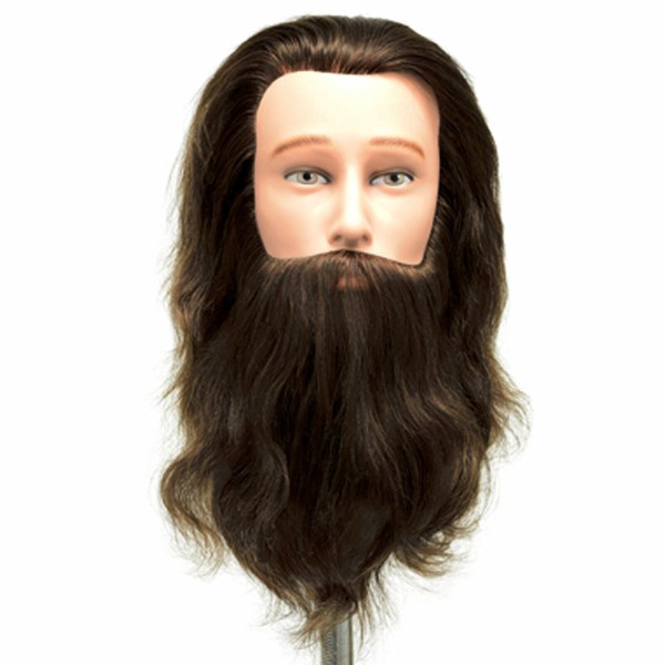 Celebrity Mr. Sam Barber Cosmetology Male Human Hair Manikin with Beard