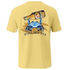 Palmyth Fishing Shirts for Men Short Sleeve Sun Protection T-Shirts UPF 50+ Rash Guard Tee Yellow Crab 2X-Large
