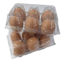 Clear Plastic Tri-Fold Split 6-Egg Carton - 35 Pack