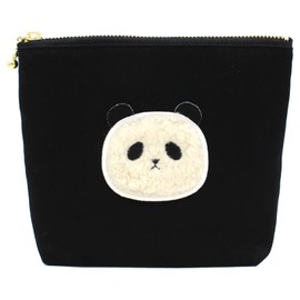 miwaki Pouch, Ladies' Cosmetic Case, Accessory Holder, Vertical, Simple Design, Patch Motif, Cat, Panda porch-w