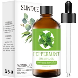 Organic Peppermint Essential Oils Aromatherapy 1 Fl Oz 100% Pure Natural Relaxation and Wellness Gift Set Oils for Diffusers Humidifiers, Delicate Grade with Glass Dropper for Air Freshening (30ml)