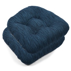 baibu 14×14 Metal Dining Chair Pads with Ties Set of 2, Super Soft Kitchen Chair Cushions Bar Stool Cushions with Non-Slip Bottom - 2 Pads only (Blue, 14×14×2.5in)