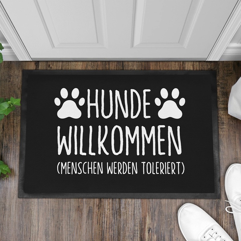 Trendation - Dog Doormat Saying Gift Dog Owner Dogs Welcome