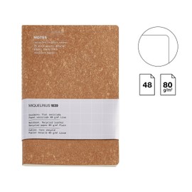 Miquelrius - A5 Flexible Notebook (140 x 200 mm), Smooth Lined Inside, 48 White Sheets 80 g/m², Recycled Leather Cover, Cork