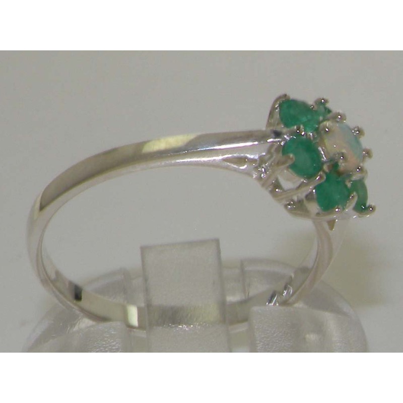LetsBuyGold 925 Sterling Silver Natural Opal and Emerald Womens Cluster