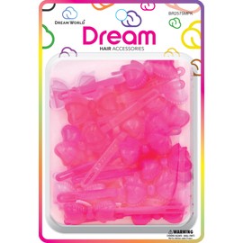 Dream World Self Hinge Barrette Ribbon Pink Mix 24 Piece Pack BR2575MPK