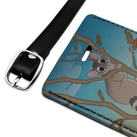 Ring-Tailed Cat Rectangle Leather Luggage Card Suitcase Carry-On ID Tag