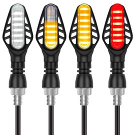 Kinstecks 4PCS Mini Motorcycle Indicators Flowing Turn Signal Lights Motorbike Turning Indicators Daytime Running Lights Brake Lights 13LED 12V for Motorcycle Motorbike