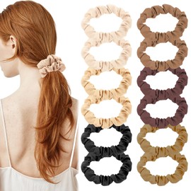 Amabro Small Satin Hair Bobbles, 12 Pieces Elastic Hair Bobbles Ponytail Holder Soft Hair Bobbles Comfortable Hair Bobbles Thin Painless Hair Accessories for Women Girls