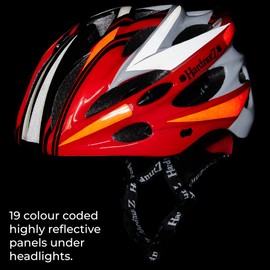 HardnutZ Road Bike Helmet - Hi Vis, Black, White, Red | HN103 One Size | Adults & Kids | Sportive, Racing, Training & Casual Riders | Lightweight with Reflective Panels | EU & UKCA Certified